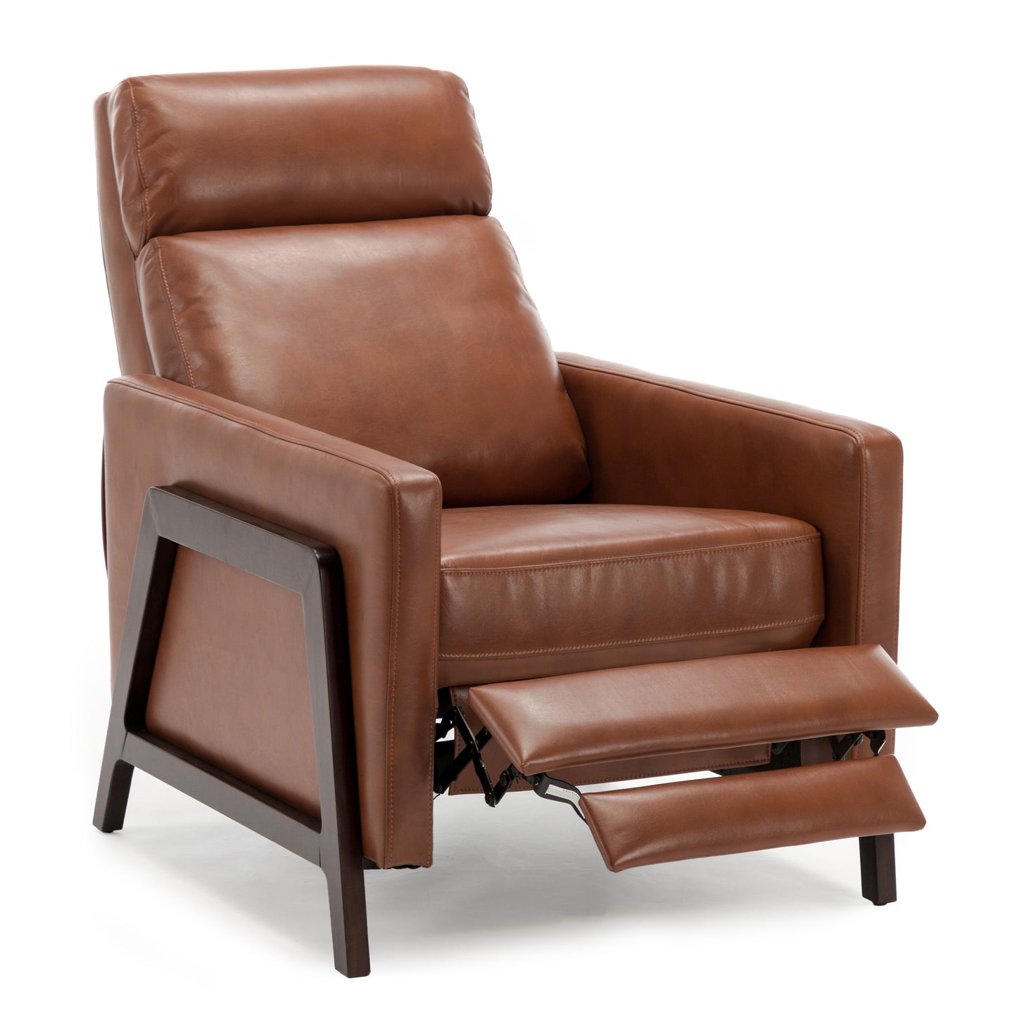 Mid-Century Modern Caramel Leather Gel Recliner