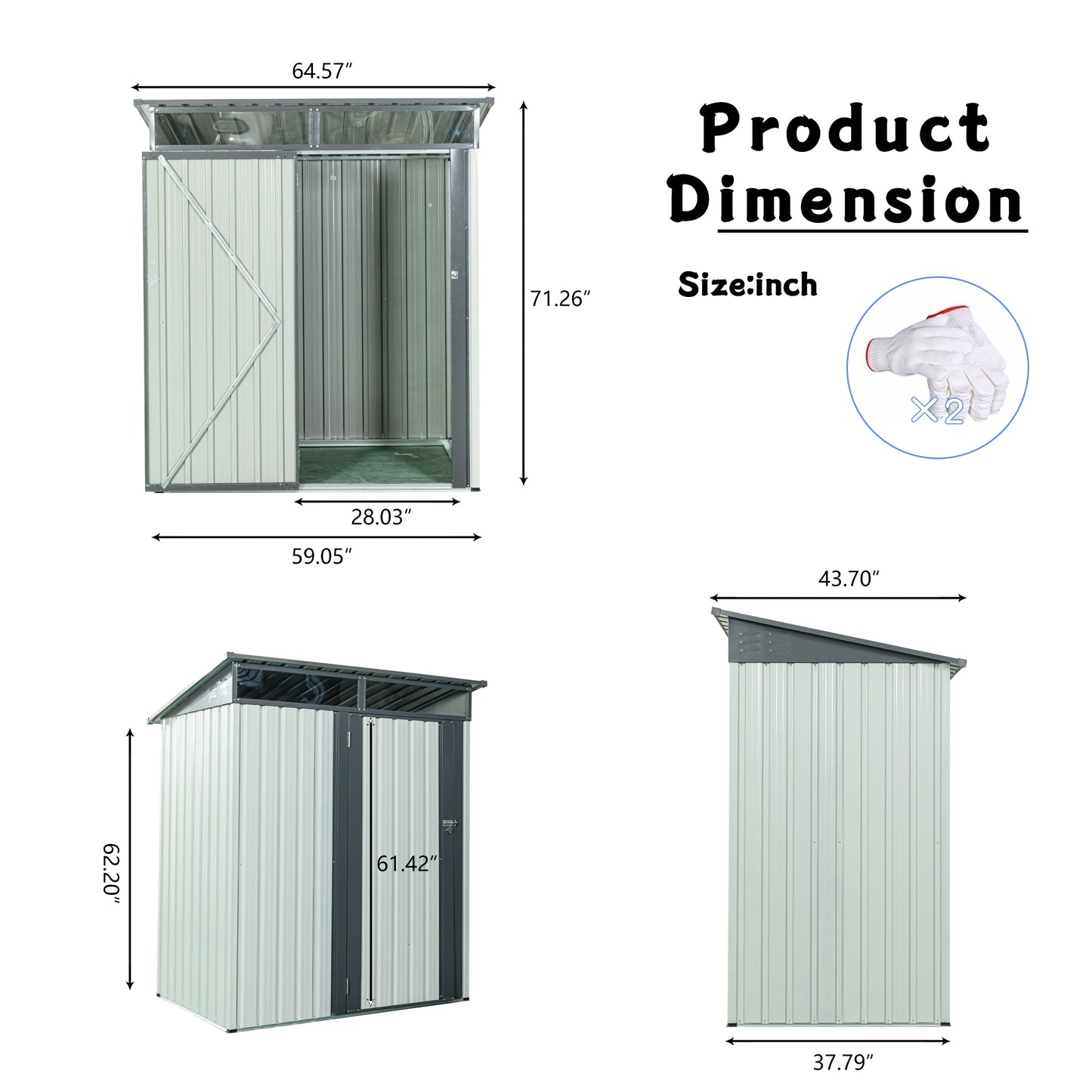 TC53W 5ft x 3ft Outdoor Metal Storage Shed Transparent plate white