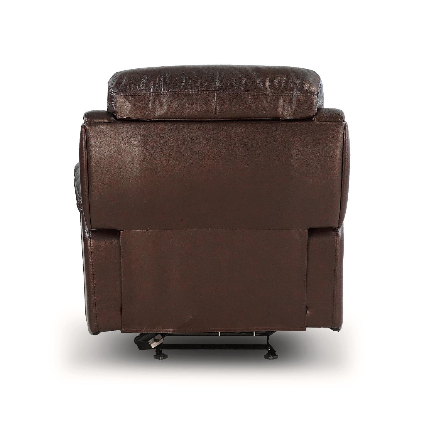 Luxurious Timo Top Grain Leather Power Recliner with Adjustable Headrest and Cross Stitching