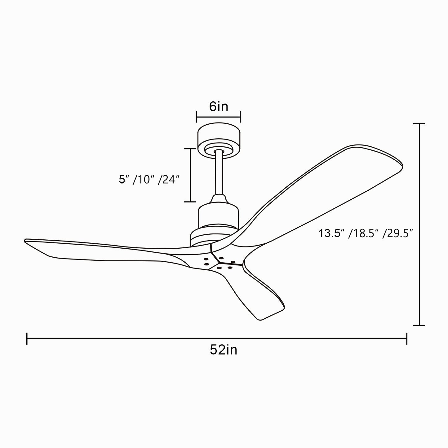 52 Inch Farmhouse Ceiling Fan with Remote and Reversible Wood Blades