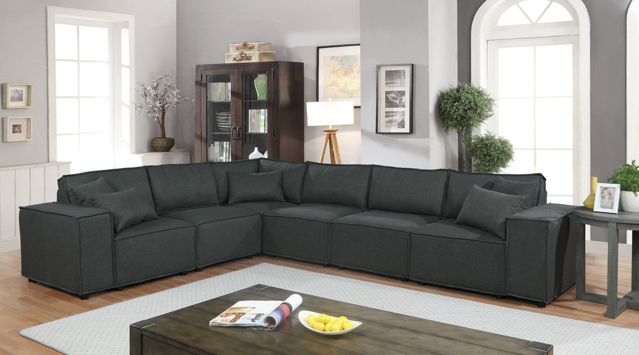 Janelle Dark Gray Linen Modular Sectional Sofa