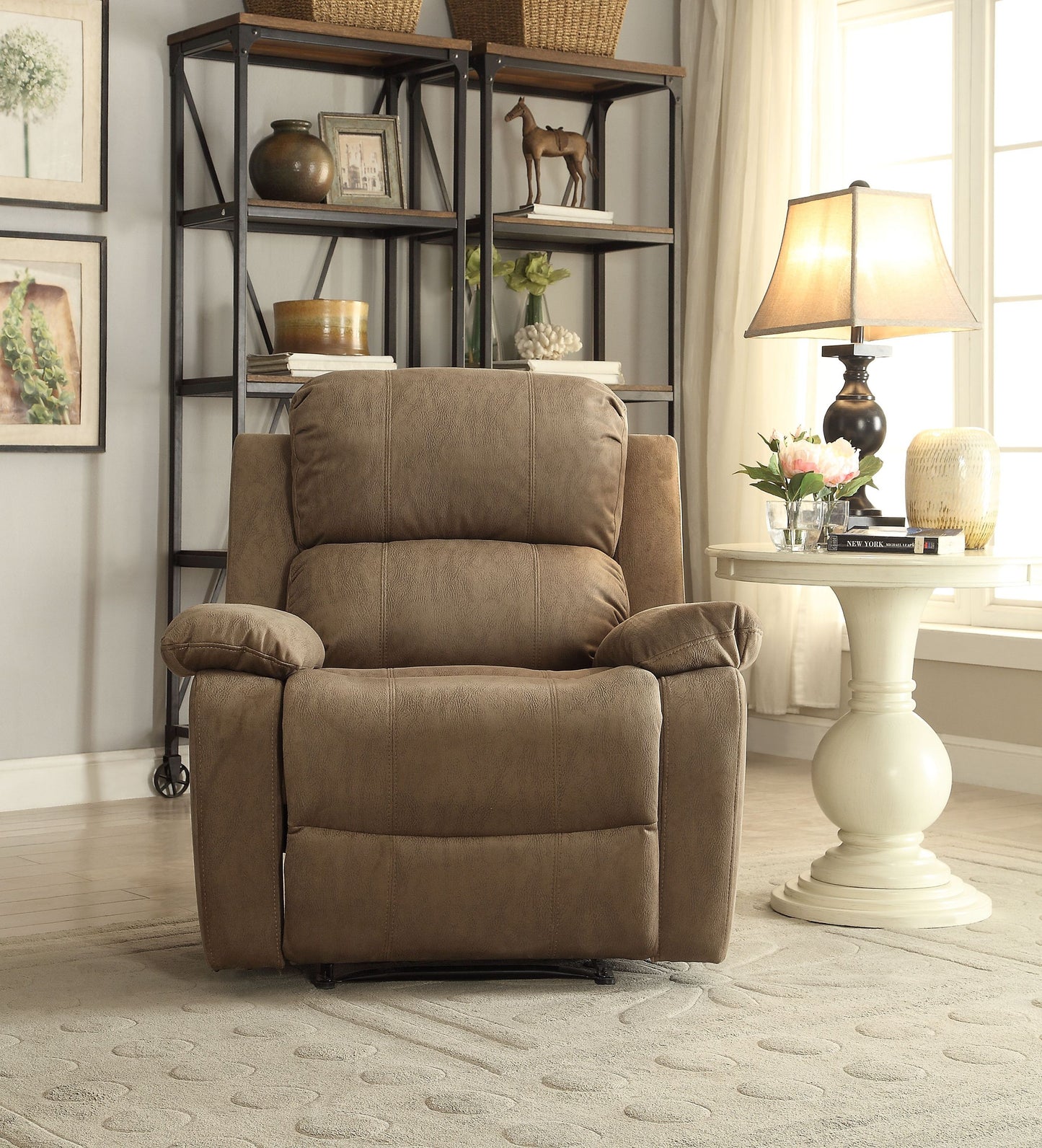 Taupe Polished Microfiber Bina Recliner with Motion