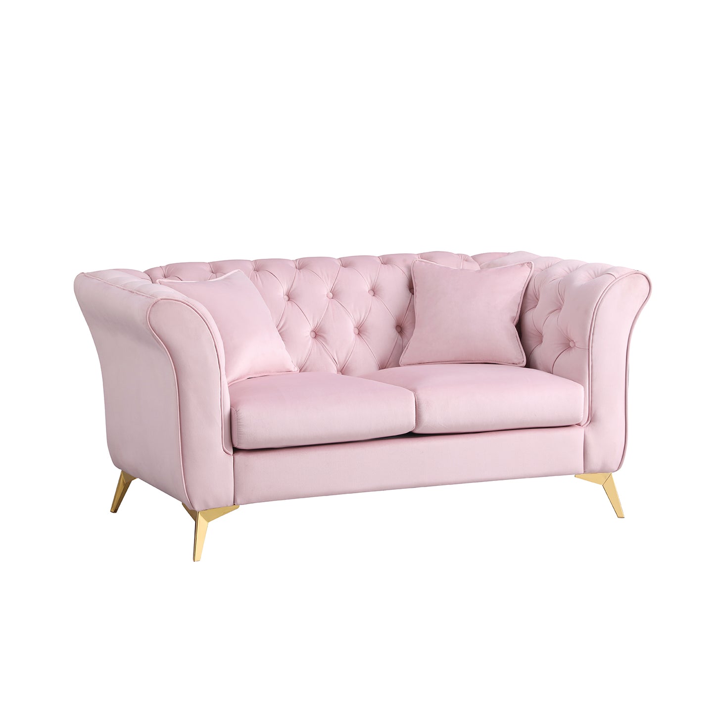 Chesterfield sofa ,Stanford sofa ,  high quality Chesterfield sofa ,Pink color , tufted and wrinkled fabric  sofa;contemporary Stanford sofa .loverseater; tufted sofa with scroll  arm and scroll back