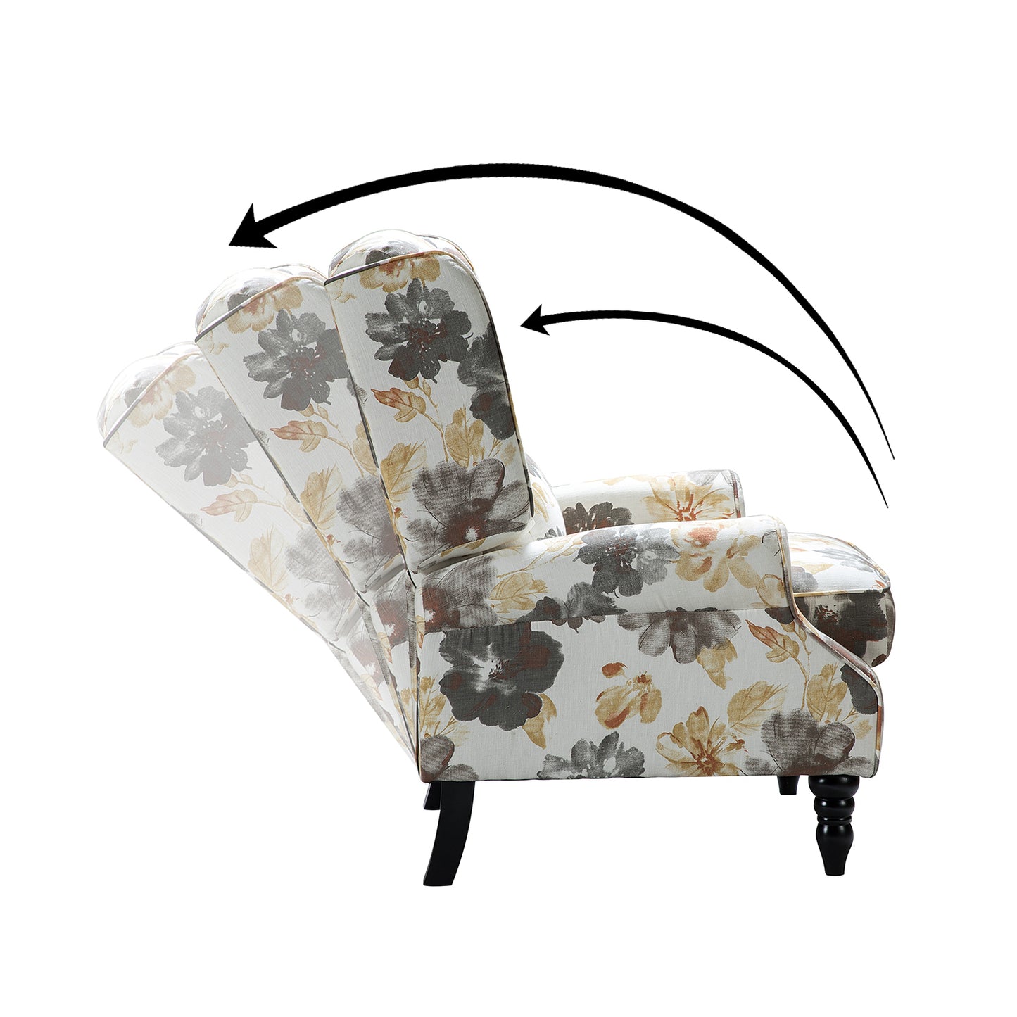 Nakura Blossom Manual Recliner in Gray with Flower Pattern