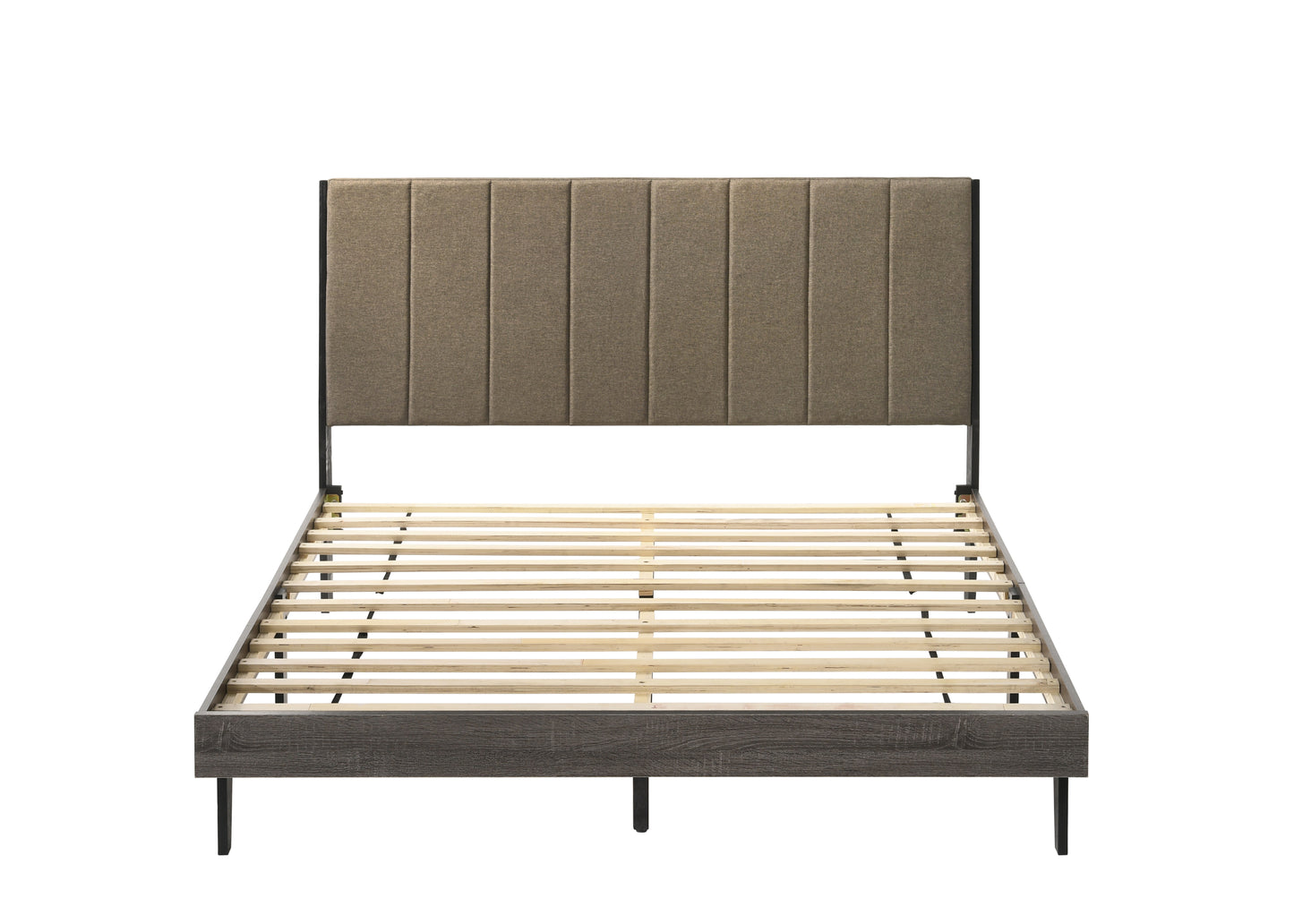 Valdemar Queen Bed, Brown Fabric & Weatheted Gray Finish BD00571Q