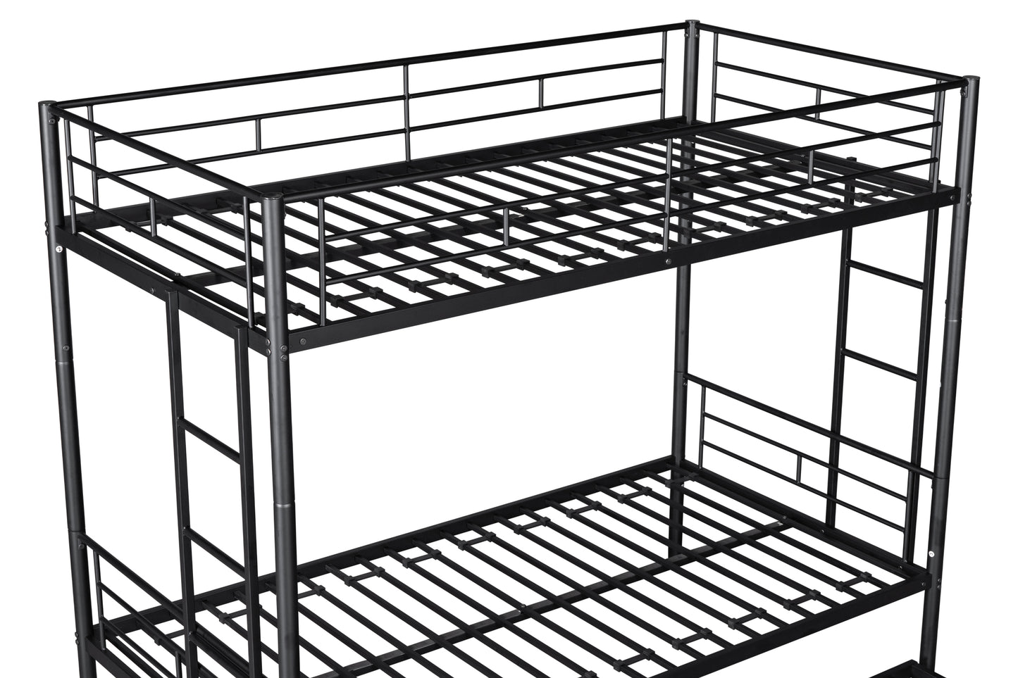 Metal Twin Bunk Bed with Trundle - Durable, Safe, and Quiet Sleep Haven