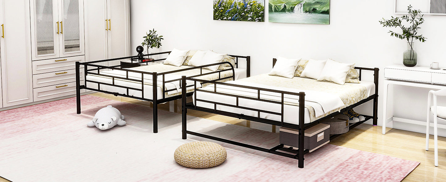 Full Metal Bunk Bed with Shelf and Guardrails for Enhanced Space-saving