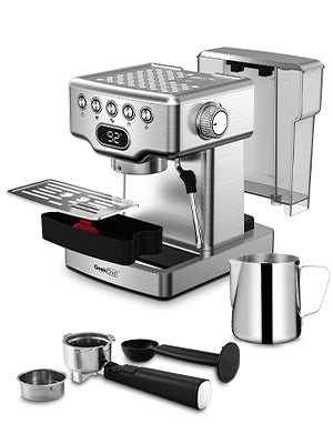 Geek Chef Espresso Maker with Milk Frother- 20 Bar Professional Pump and Stainless Steel Construction