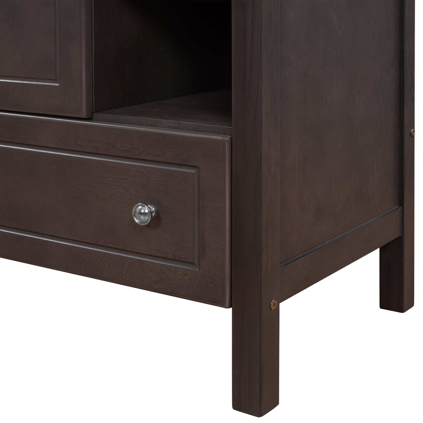 30" Bathroom Vanity with Sink, Bathroom Storage Cabinet with Doors and Drawers, Solid Wood Frame, Ceramic Sink, Brown