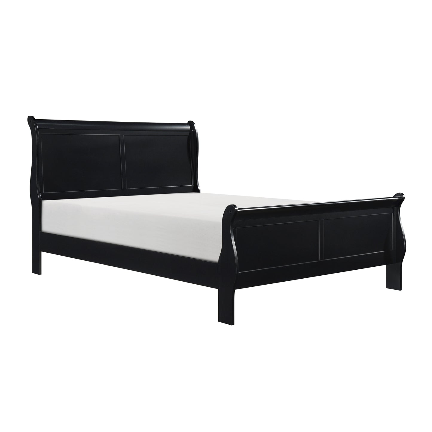 Black Finish Louis Philippe Style 1pc Queen Size Sleigh Bed Traditional Design Furniture