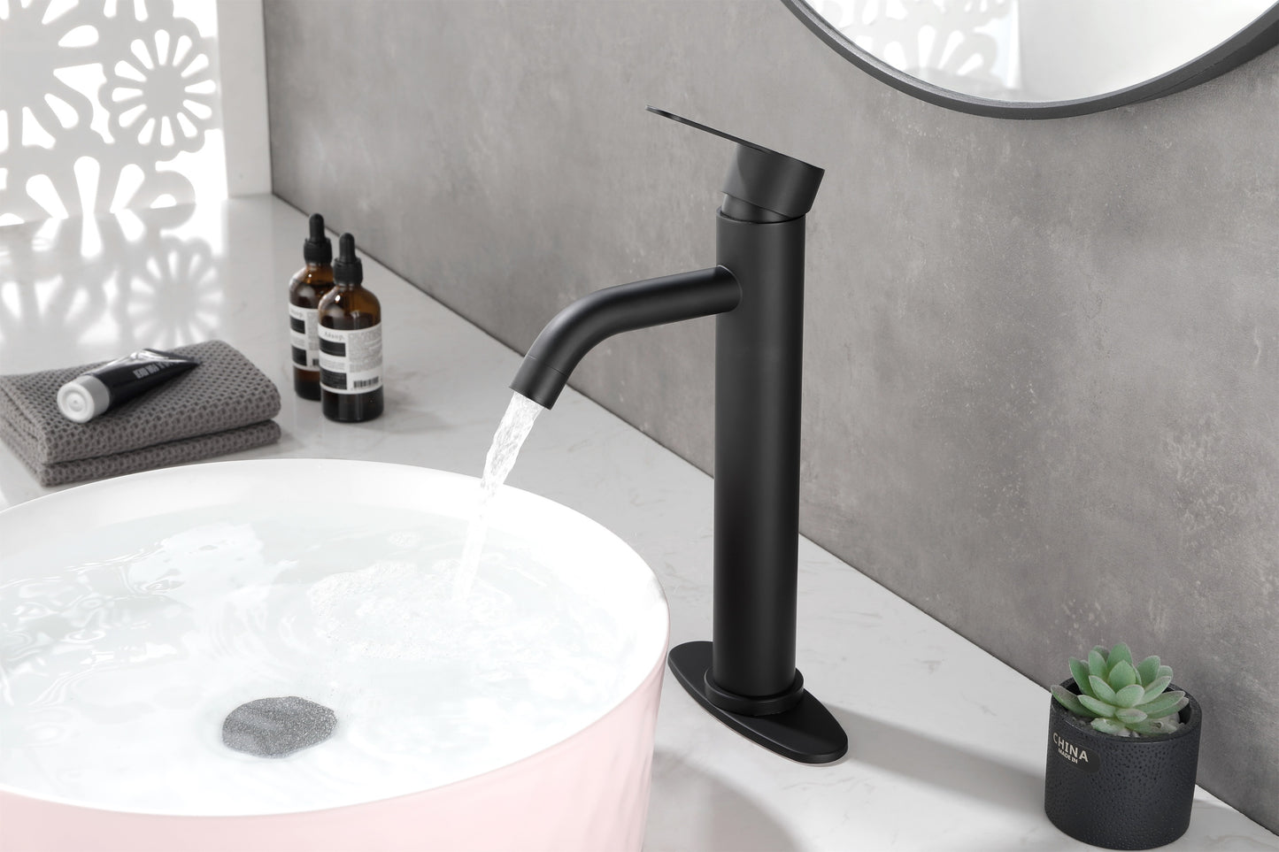 Modern Matte Black Waterfall Spout Bathroom Faucet