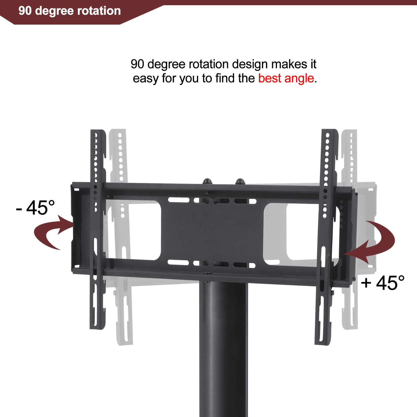 Black Multi-function TV Stand with Adjustable Height and Swivel Bracket