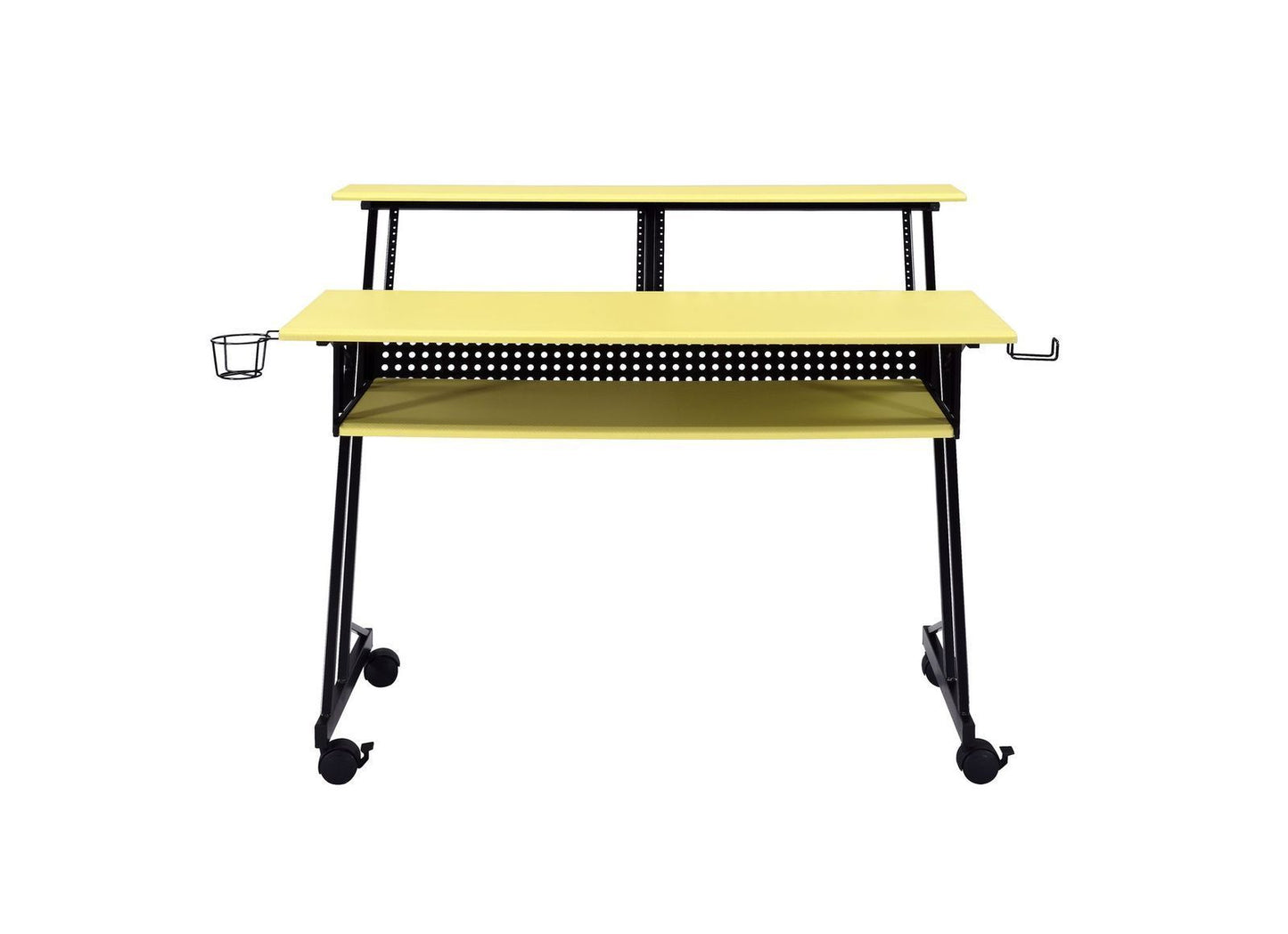 Yellow & Black Suitor Music Studio Desk with Keyboard Tray and Shelf