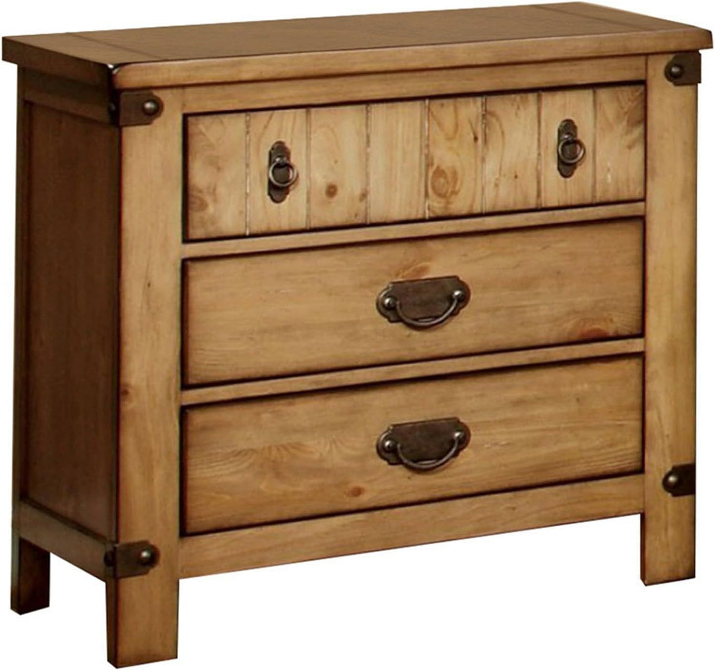 Cottage Style Weathered Elm 1pc Nightstand Ball Bearing Metal Glide USB Charger/Power Outlet In Night Stand Top Drawer Bedroom Bedside Table