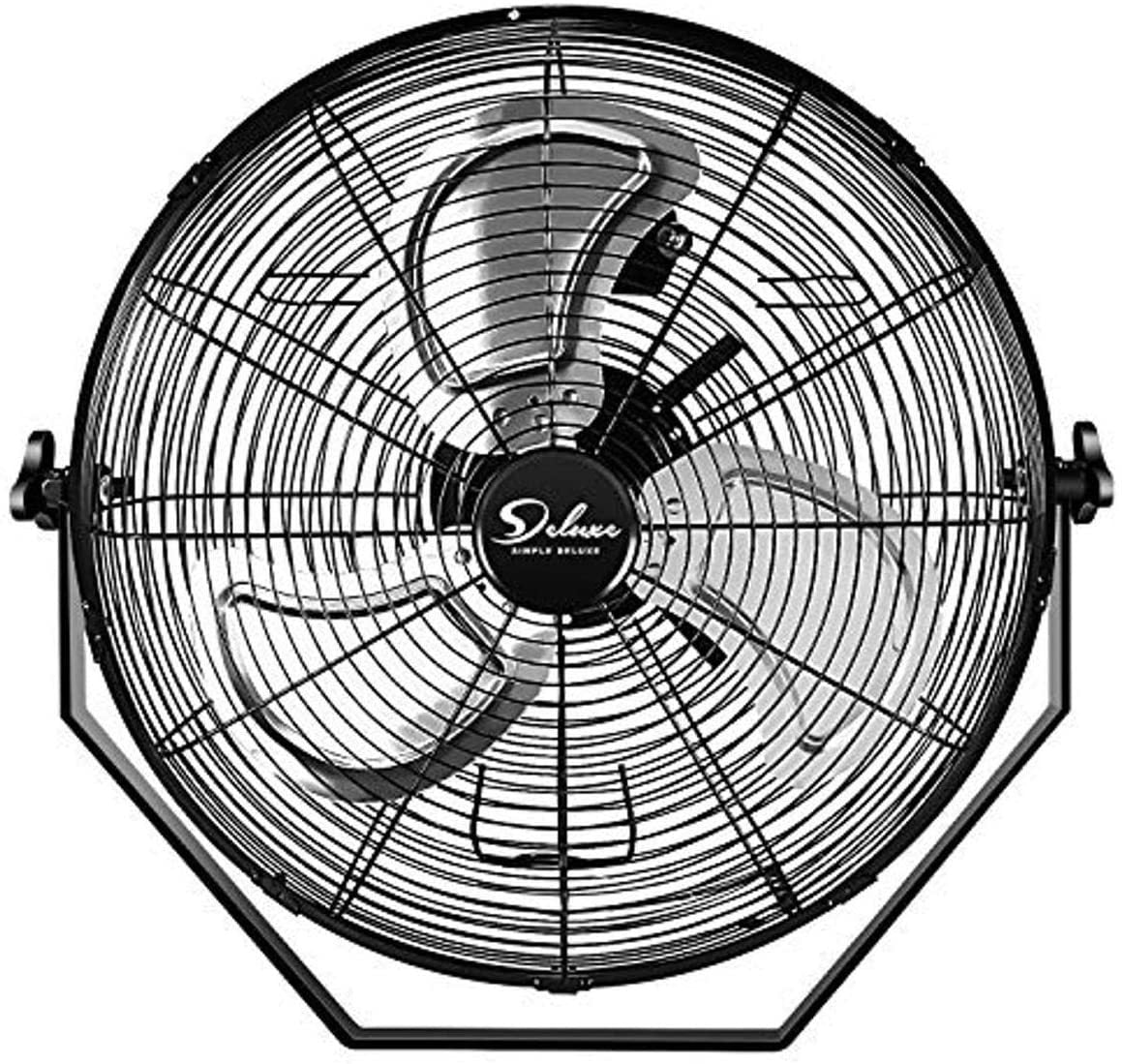 Simple Deluxe 18 Inch Industrial Wall Mount Fan, 3 Speed Commercial Ventilation Metal Fan for Warehouse, Greenhouse, Workshop, Patio, Factory and Basement - High Velocity, Black，2pack