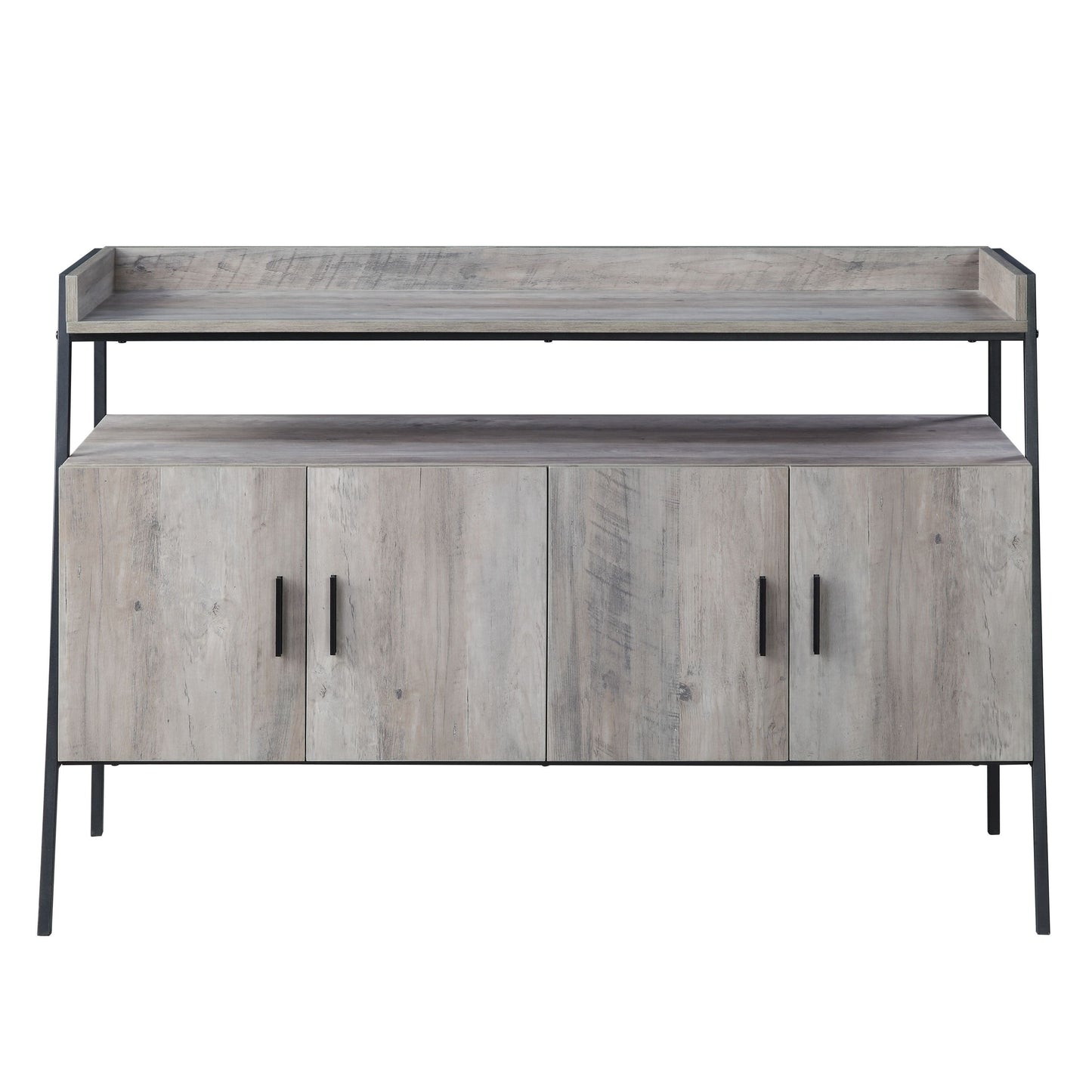 Samiya TV Stand with Industrial Gray Oak and Black Finish