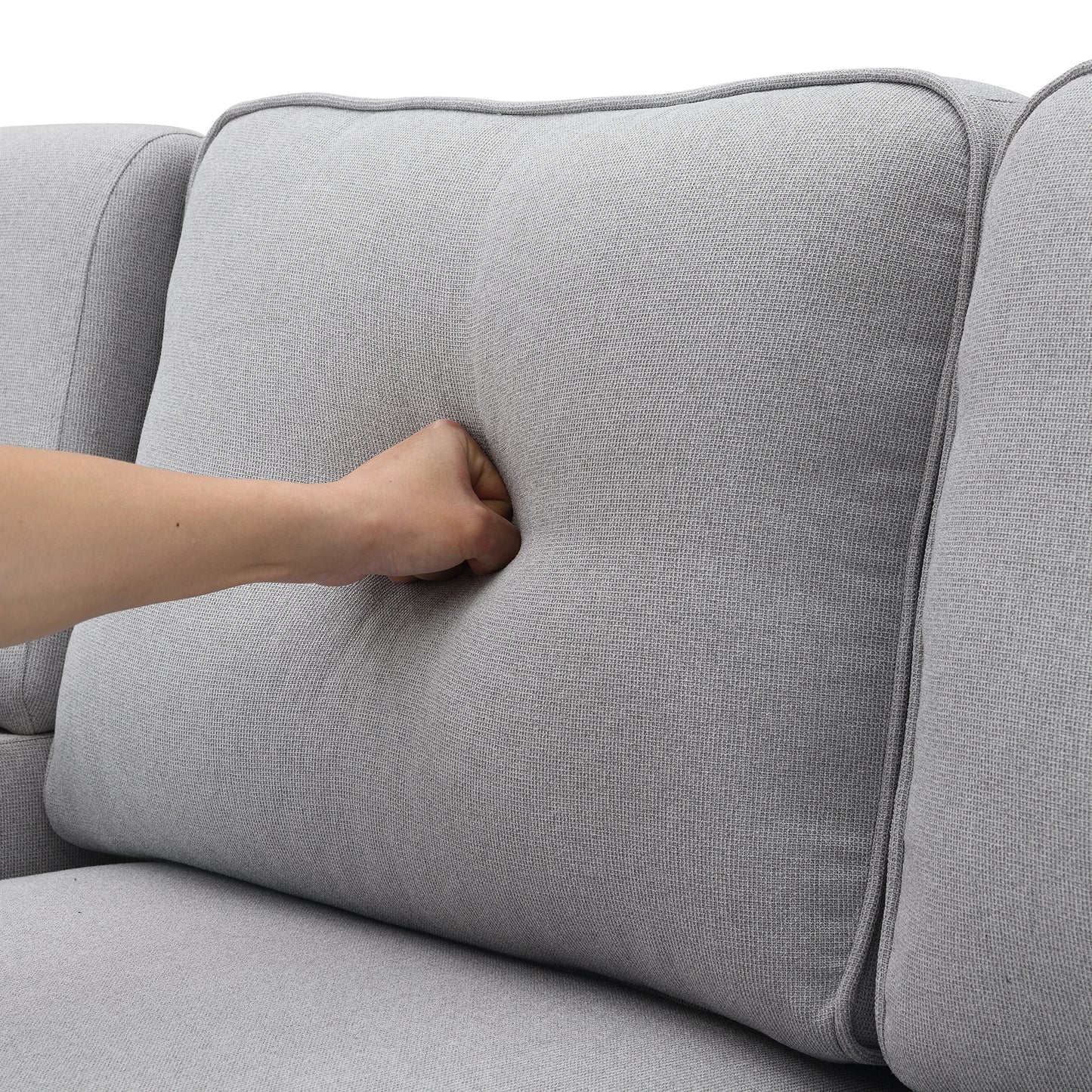 Modern 4-Seat Upholstered Sofa with Console and USB Ports