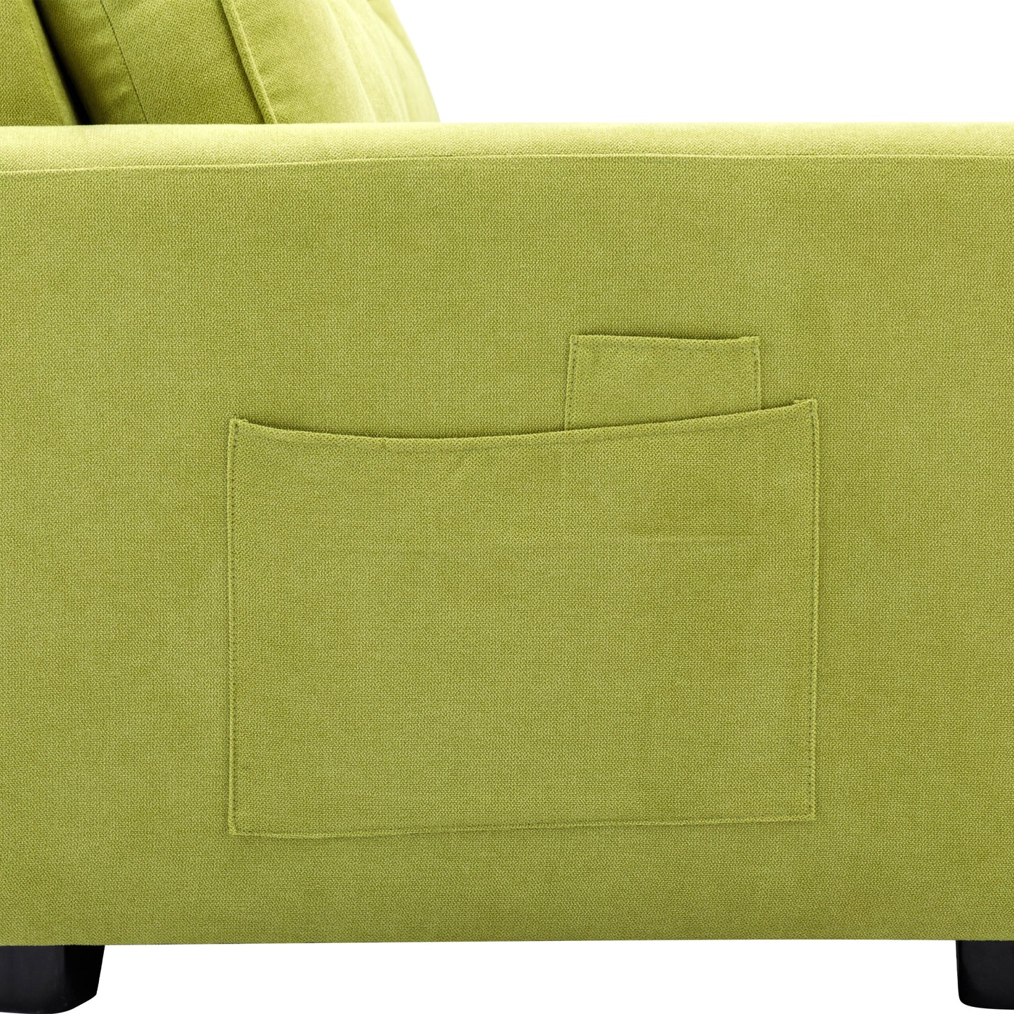 Loveseat Sofa with Pull-Out Bed, Green Chenille Upholstery