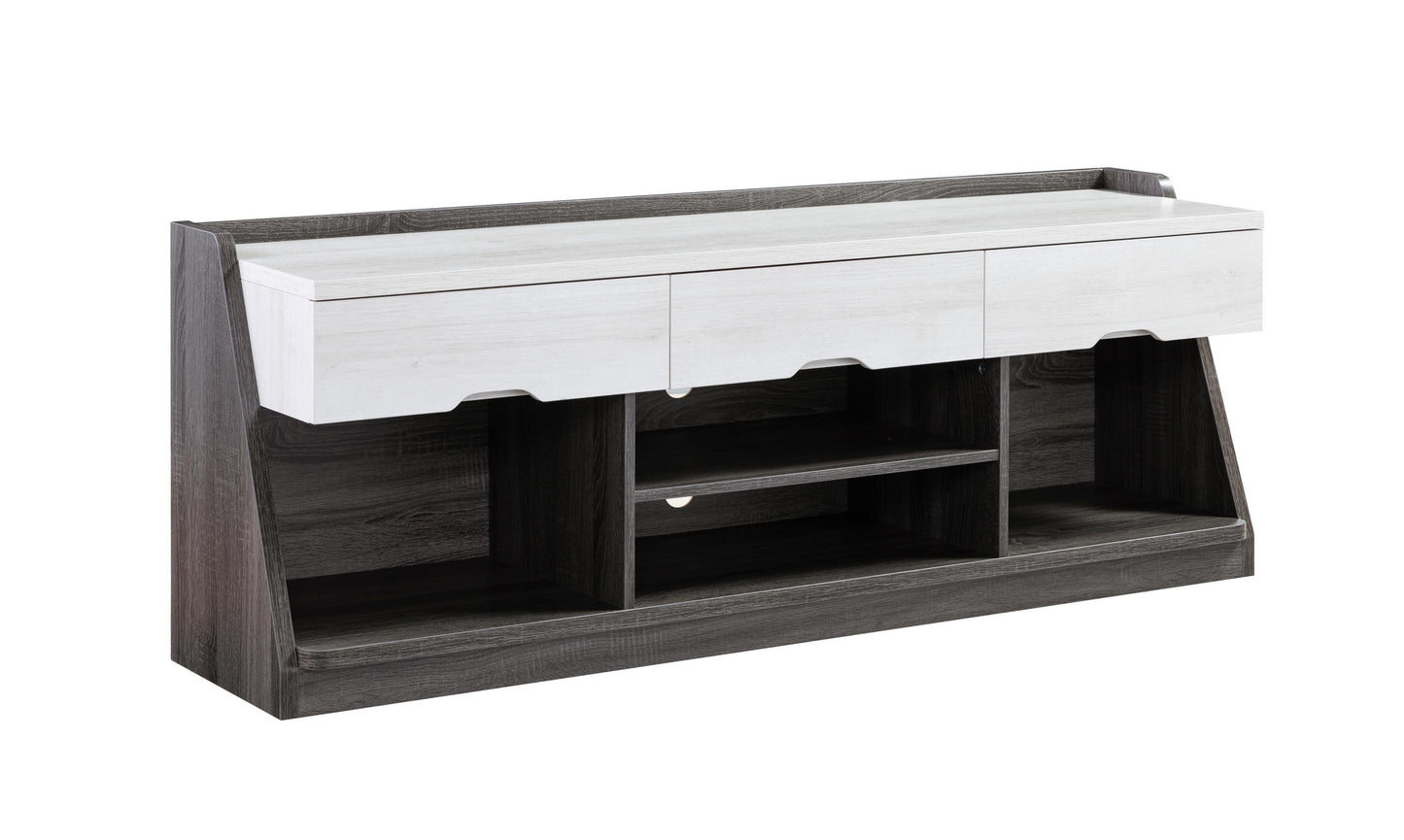 White Oak and Distressed Gray TV Stand with Storage and Elegant Design