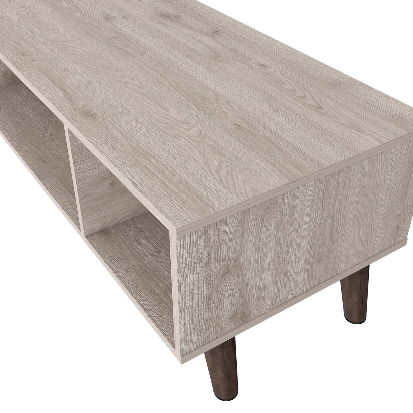 Contemporary Oregon Coffee Table with Dual Open Shelves and Sturdy Legs