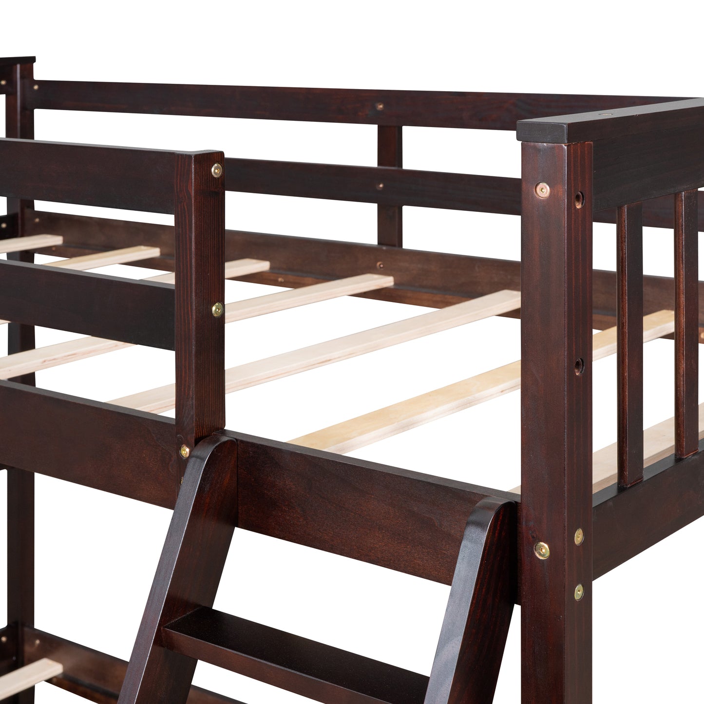 Convertible Twin-Over-Full Bunk Bed with Storage Drawers and Safety Features (Espresso)