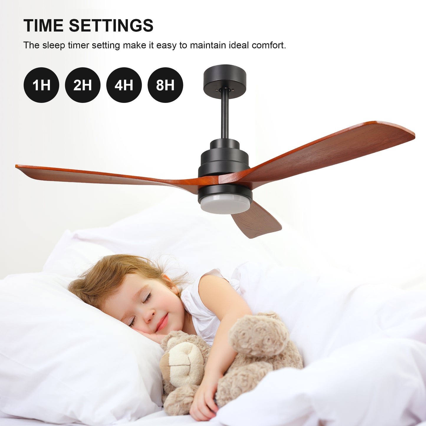 52-Inch Wood Ceiling Fan with Lights and Remote Control