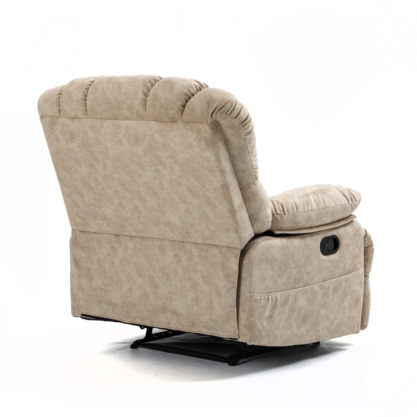 Large Beige Fabric Recliner Chair with Manual Control for Maximum Comfort in the Living Room