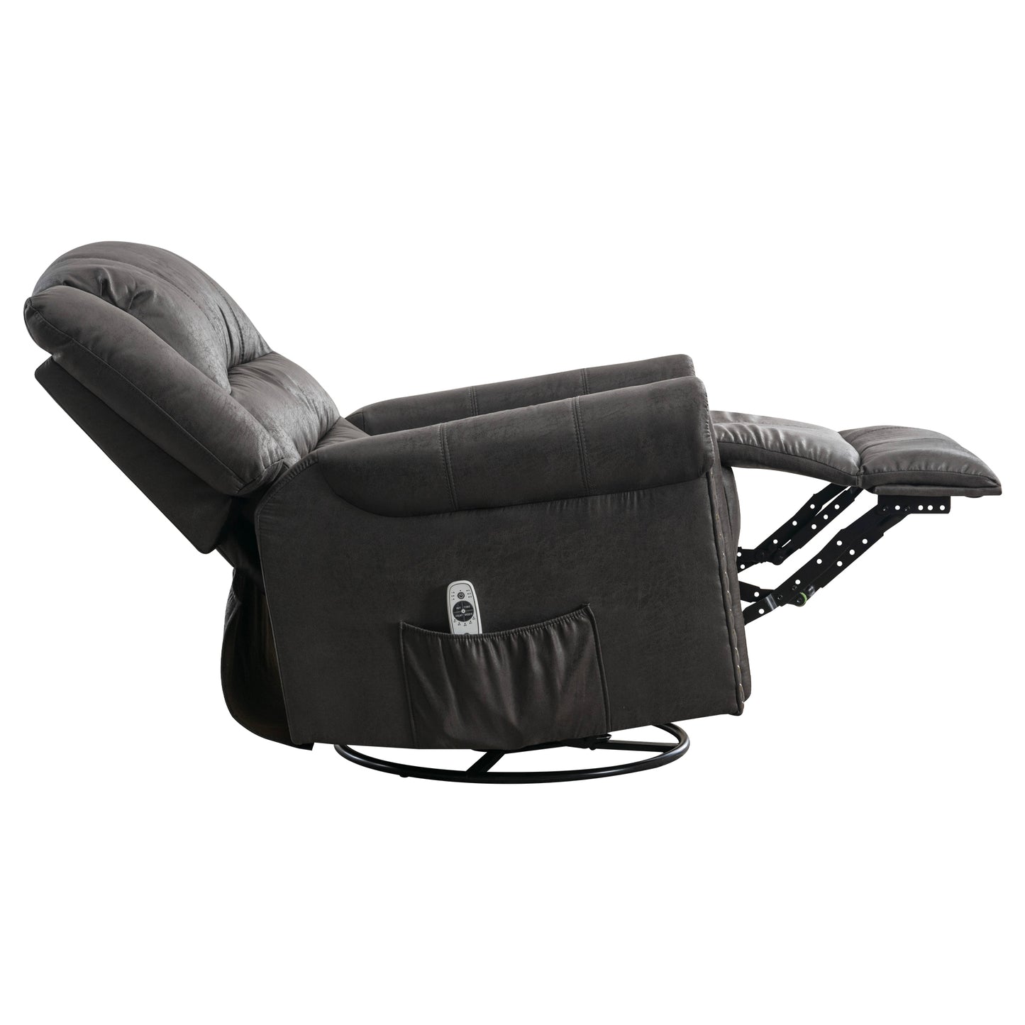 Grey Massage Rocker Recliner Chair with Heating, USB Charge Port, and Vibration Massage