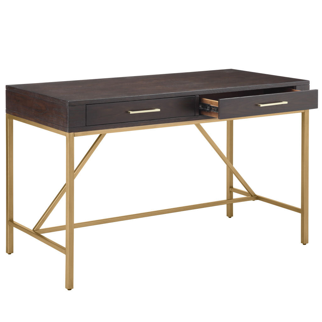 Contemporary Gold and Dark Morocco Office Desk