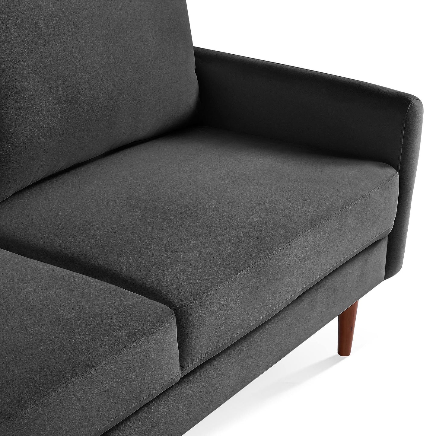 Luxurious 69” Black Velvet Upholstered Sofa with Wooden Frame and Sustainable Materials