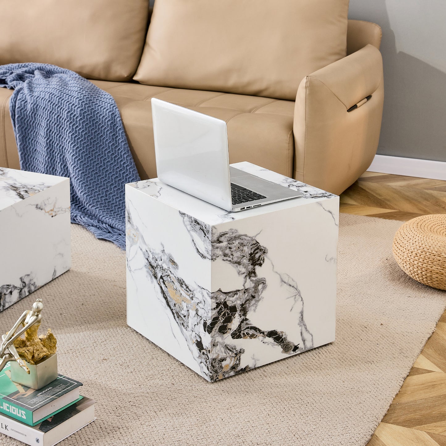 Modern 3 Piece Marble Pattern Coffee Table Set