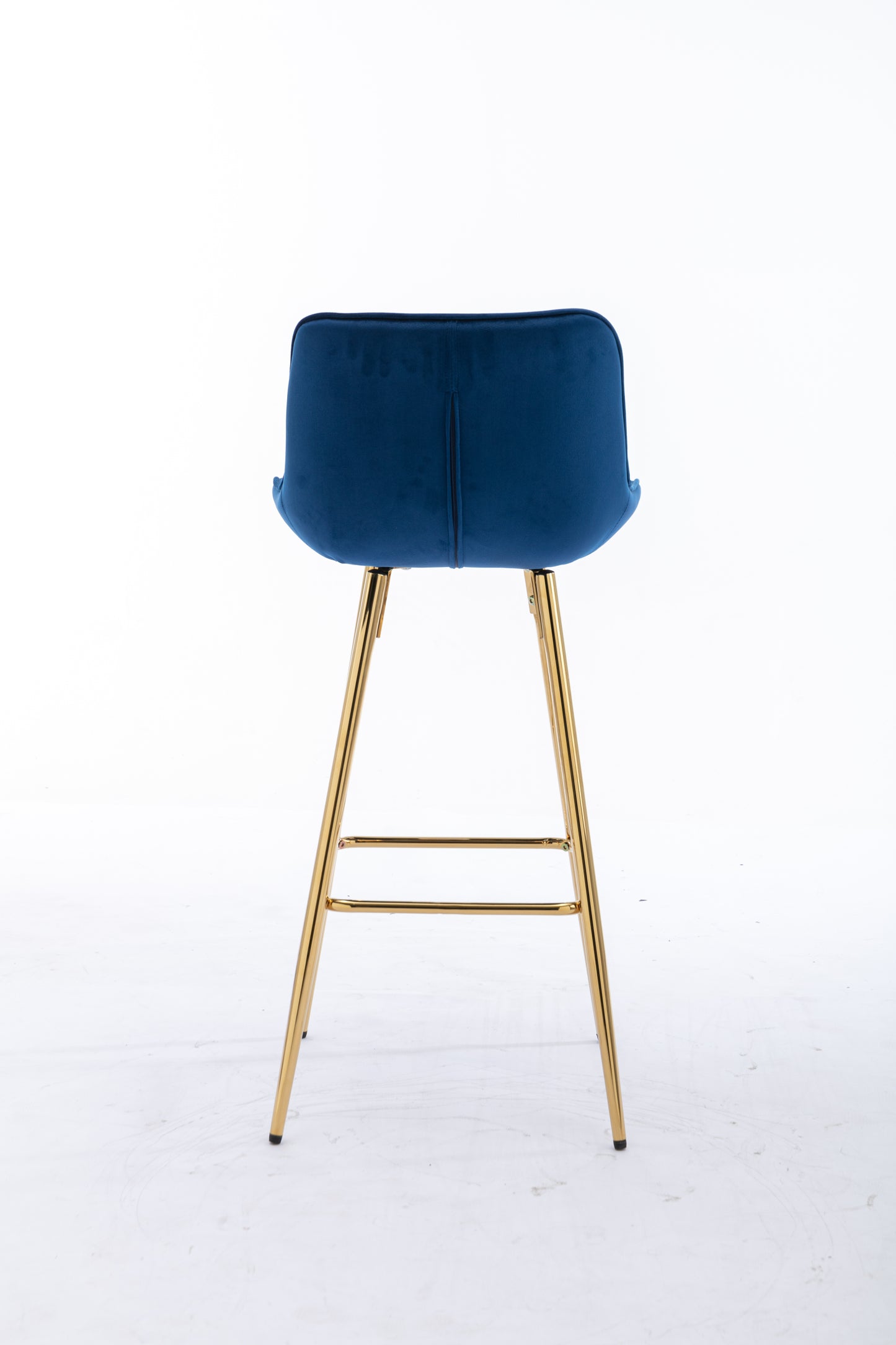 30 inch Set of 2 Bar Stools,with Chrome Footrest Velvet Fabric Counter Stool Golden Leg Simple High Bar Stool,BLUE