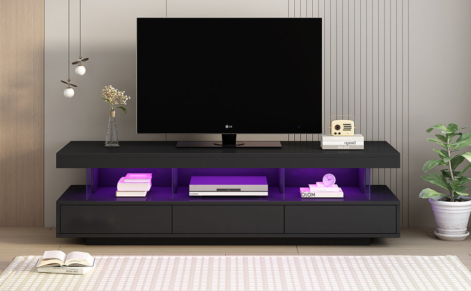 Sleek LED TV Stand with 16 Color Options and Abundant Storage for 70 TVs