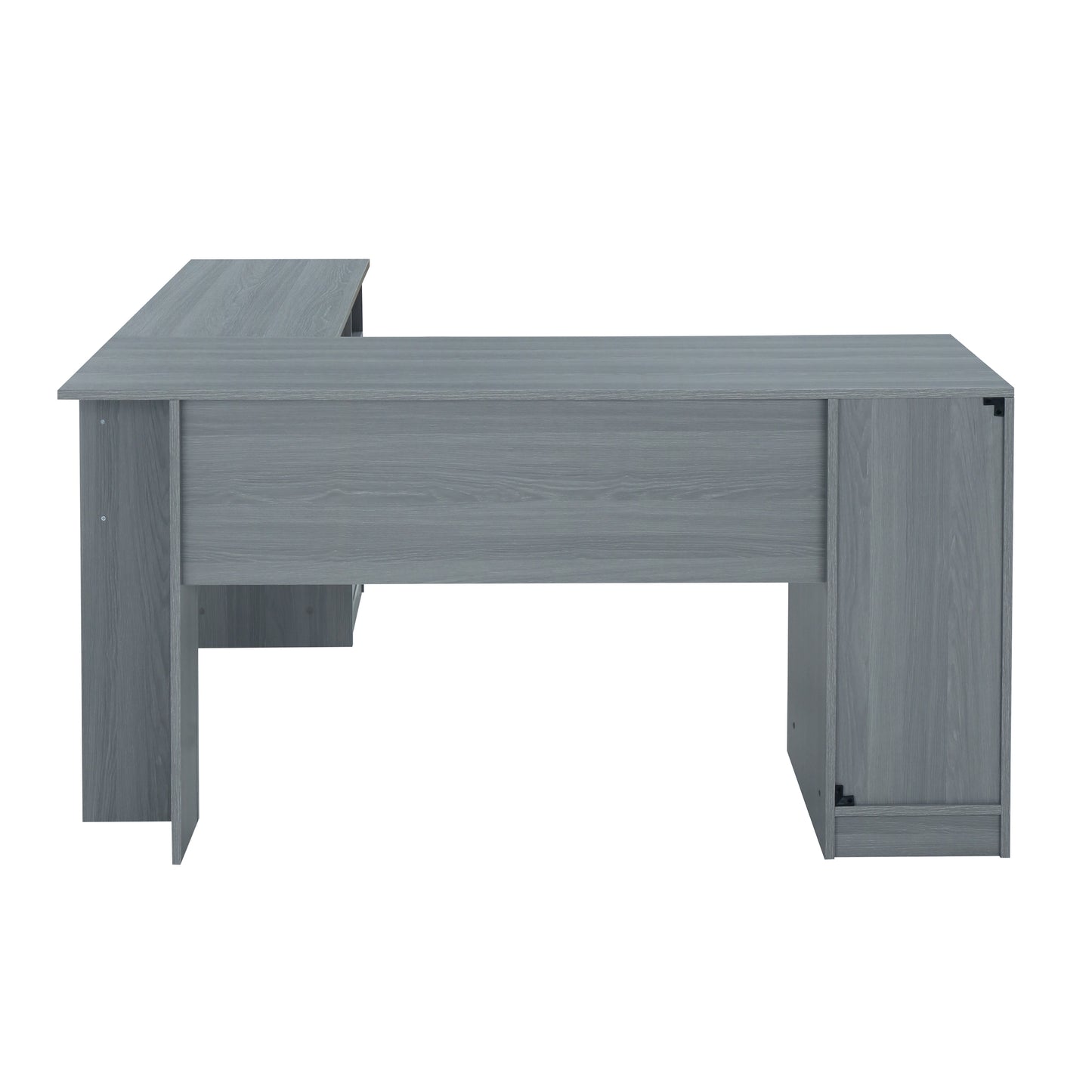 Functional Grey L-Shaped Desk with Storage