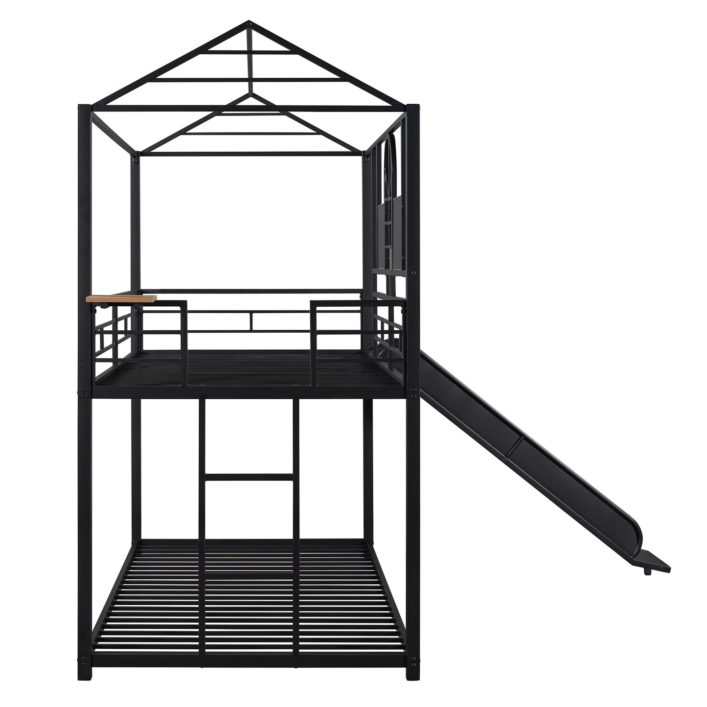 Metal Bunk Bed with Playhouse Design and Slide in Multiple Color Options