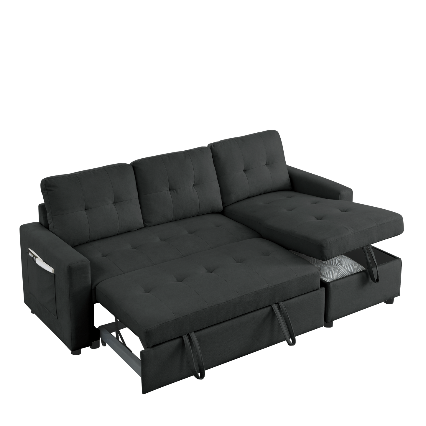 Transformable Sleeper Sectional Sofa with Storage Chaise - Ideal for Small Space Living Room