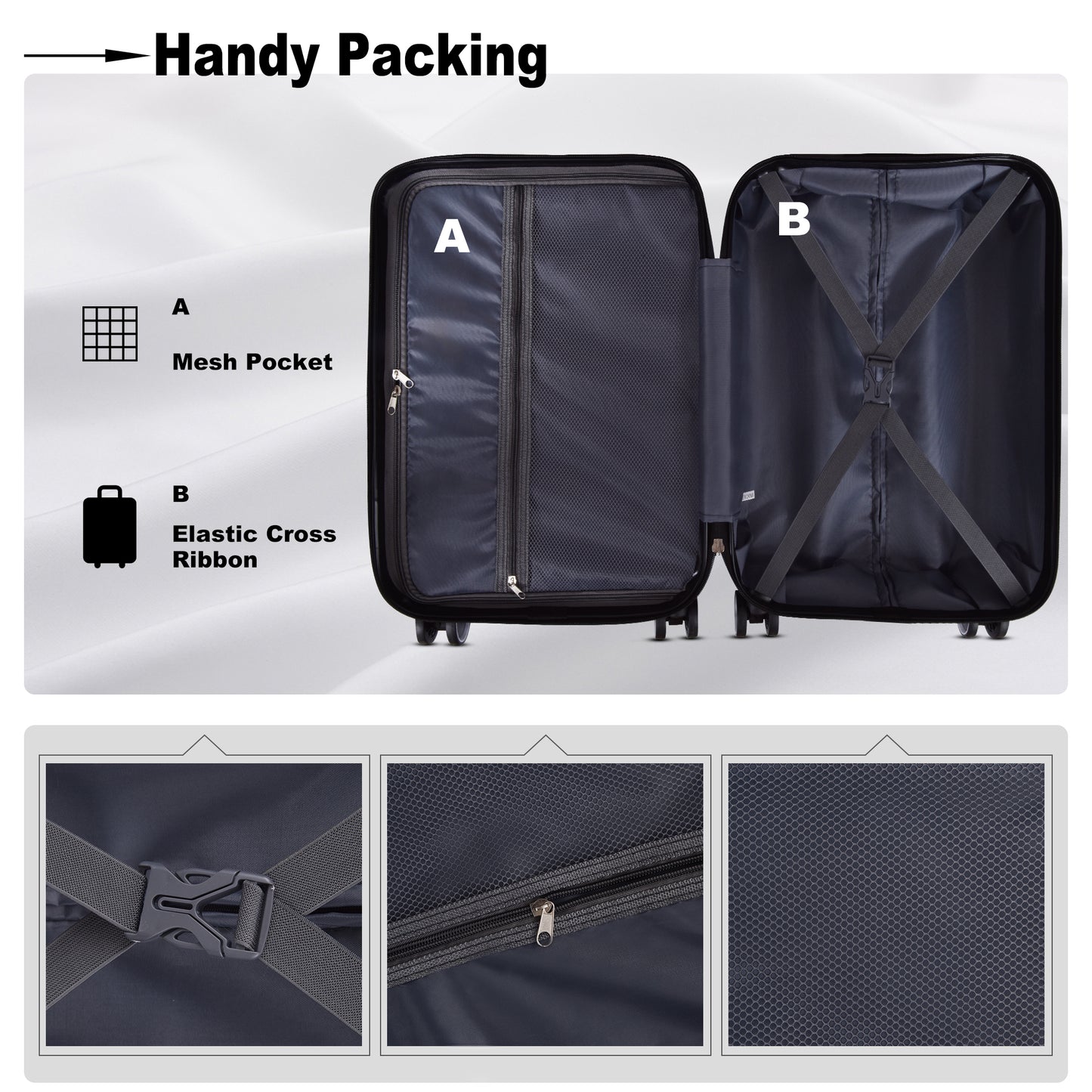 Luggage Sets Expandable ABS Hardshell 3pcs Clearance Luggage Hardside Lightweight Durable Suitcase sets Spinner Wheels Suitcase with TSA Lock 20in/24in/28in