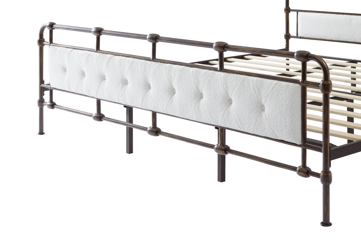 King size High Boad Metal bed with soft head and tail, no spring, easy to assemble, no noise