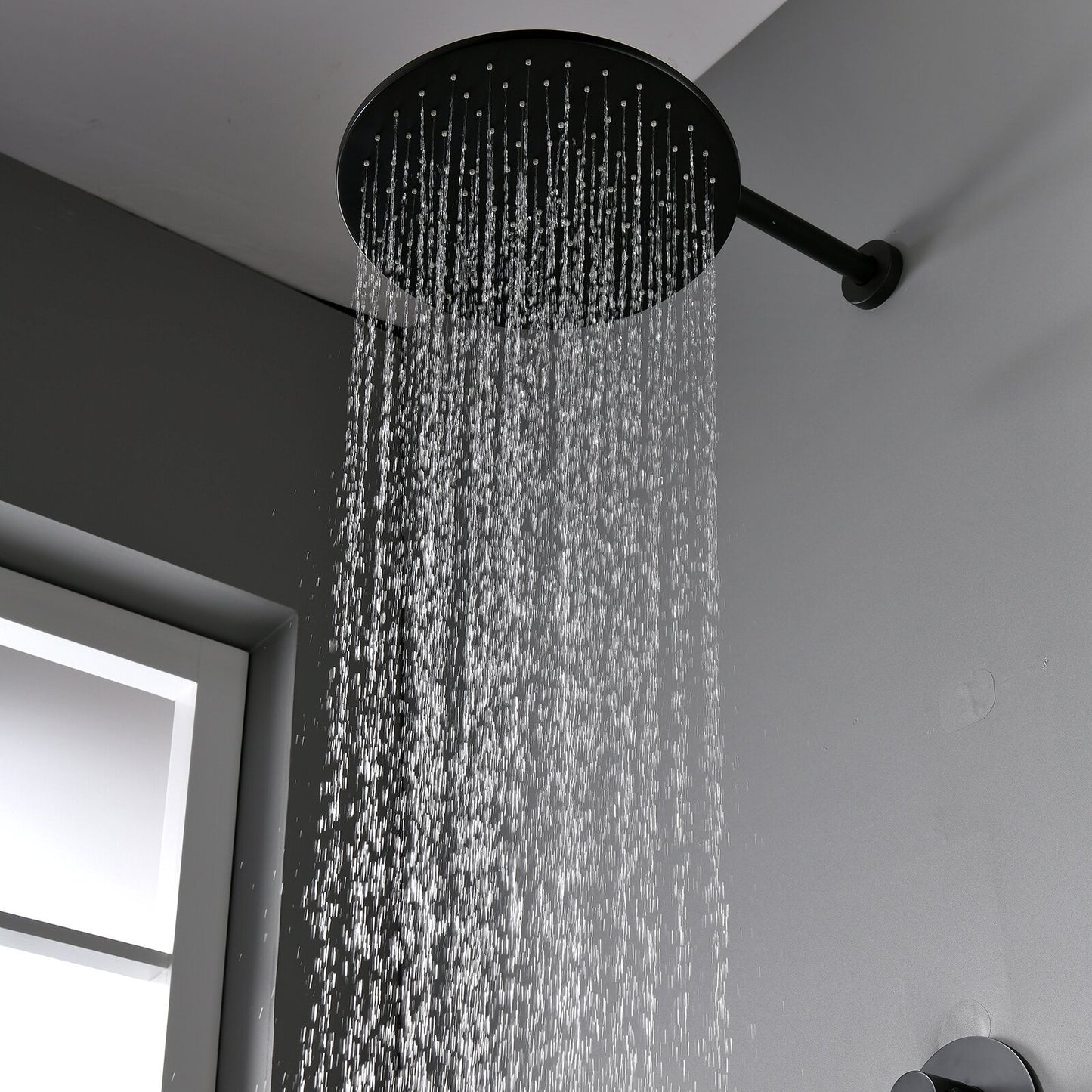 Matte Black Thermostatic Rainfall Shower System with Handheld Shower