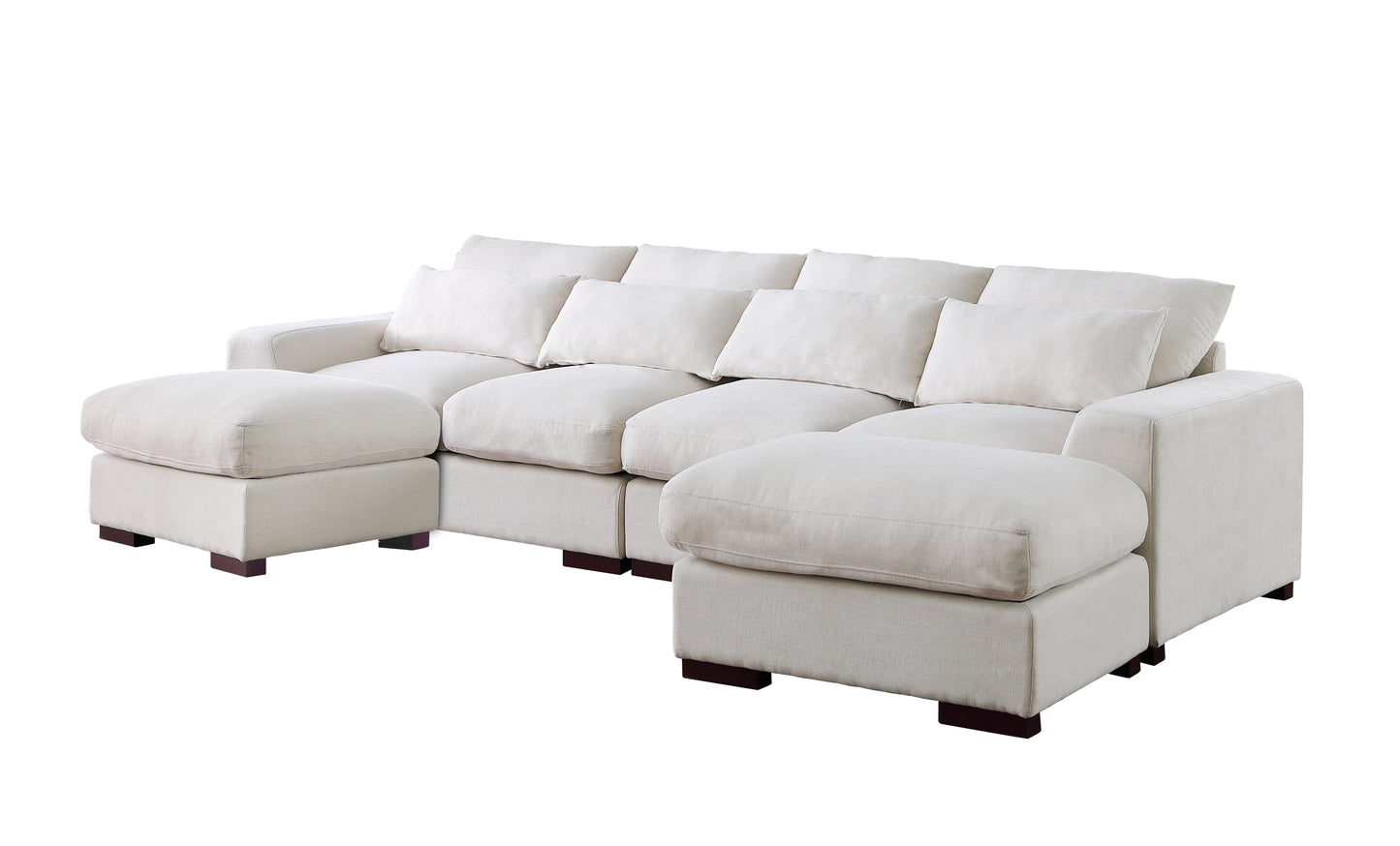 Tatman Linen Blend Sectional with 2 Ottomans