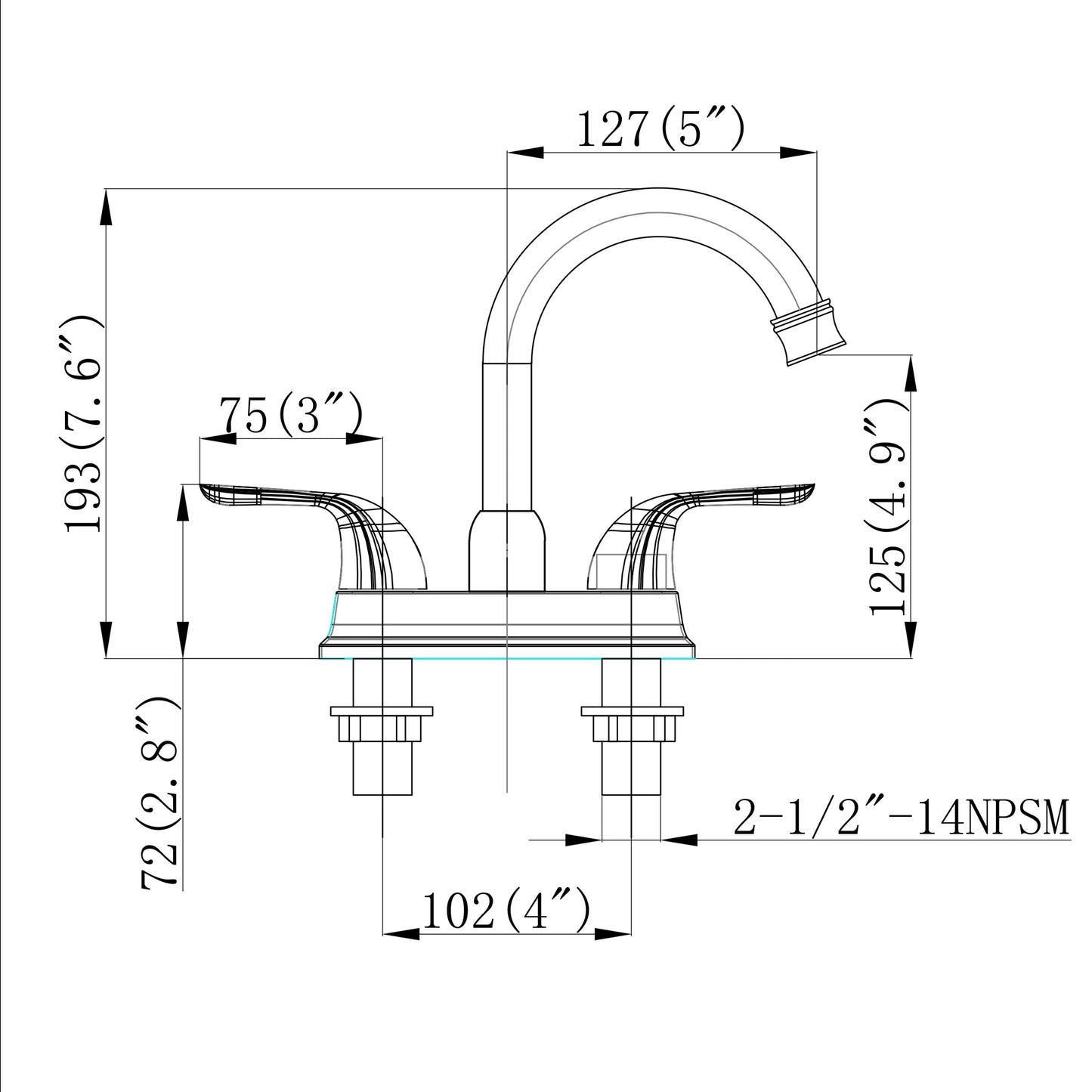 Dual Handle Brushed Nickel Bathroom Faucet with Pop up Drain and 2 Water Supply Lines, 4 Inch Centerset