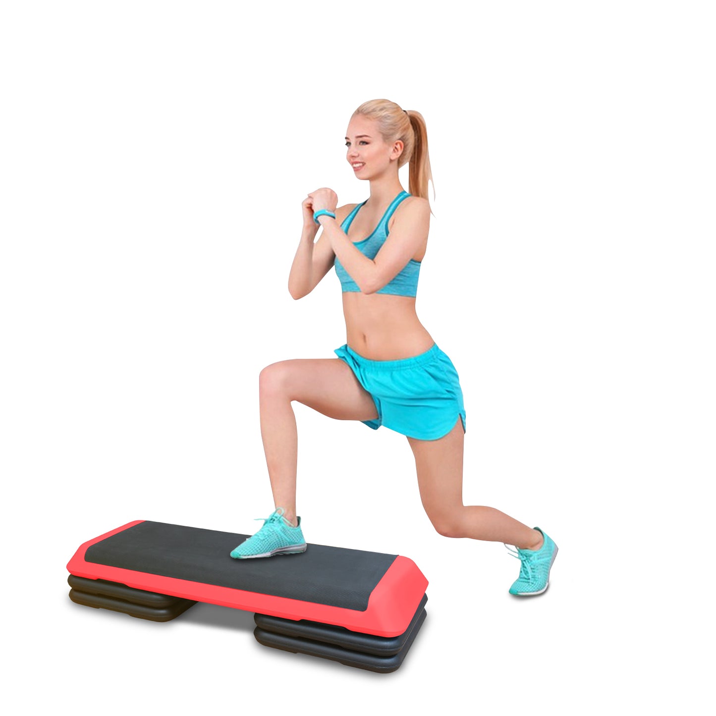 Adjustable Aerobic Stepper Workout Step with 4 Risers Fitness & Exercise Platform Trainer