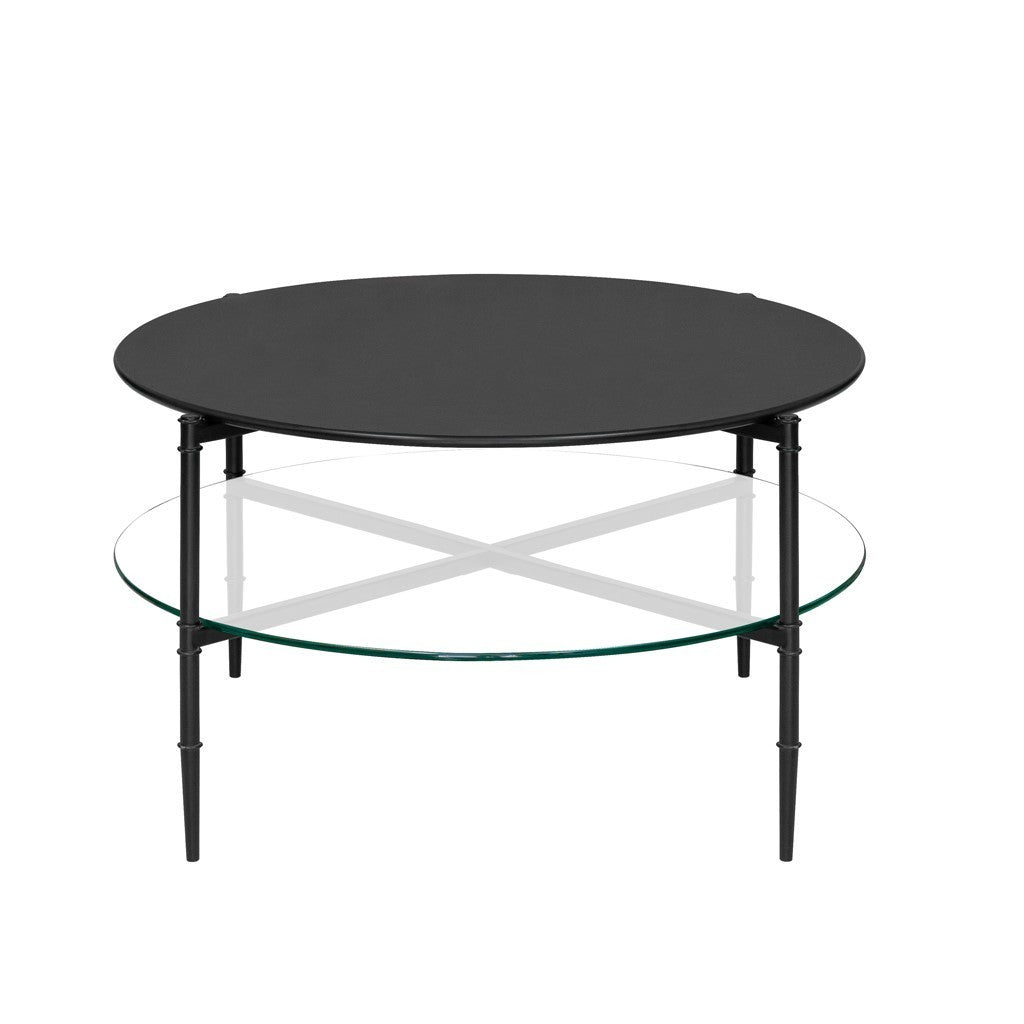 Versatile Round Coffee Table with Interchangeable Wood and Glass Top