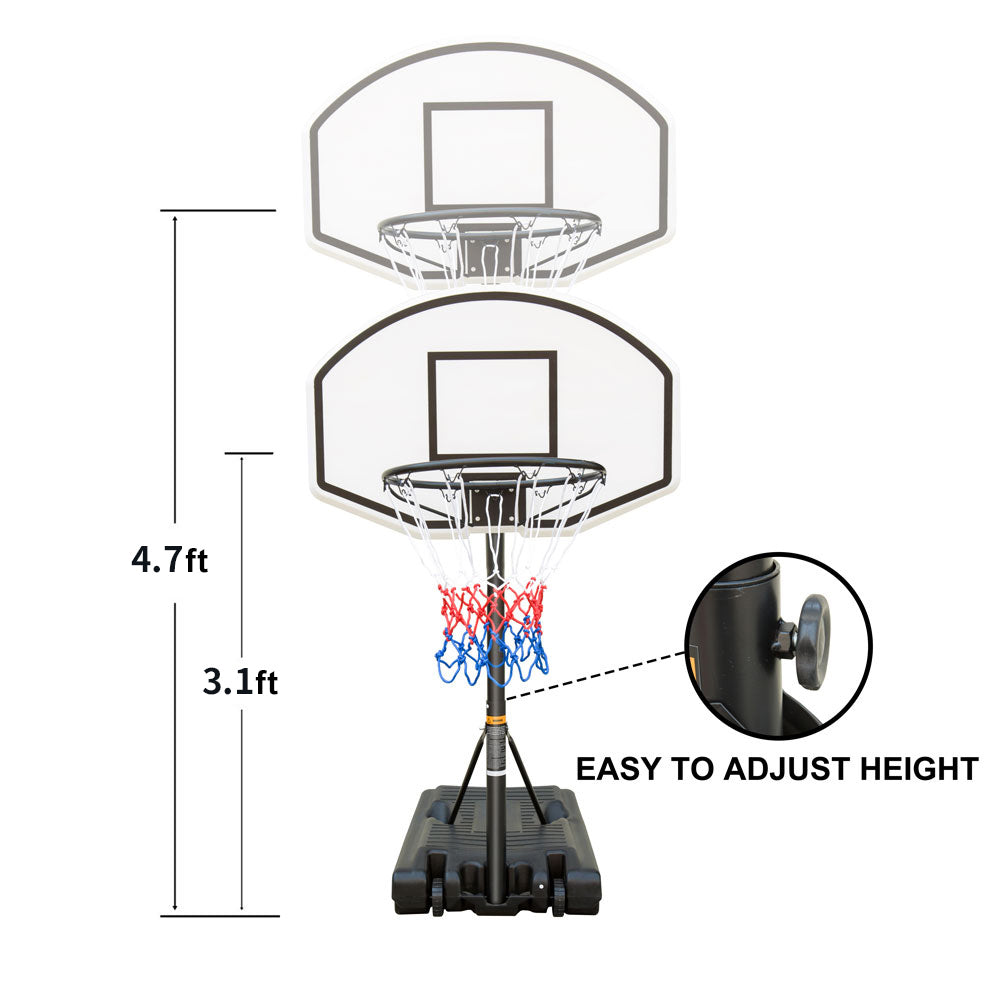 Portable Poolside Basketball Hoop Swimming Pool 3.1ft to 4.7ft Height-Adjustable Basketball System Goal Stand for Kids