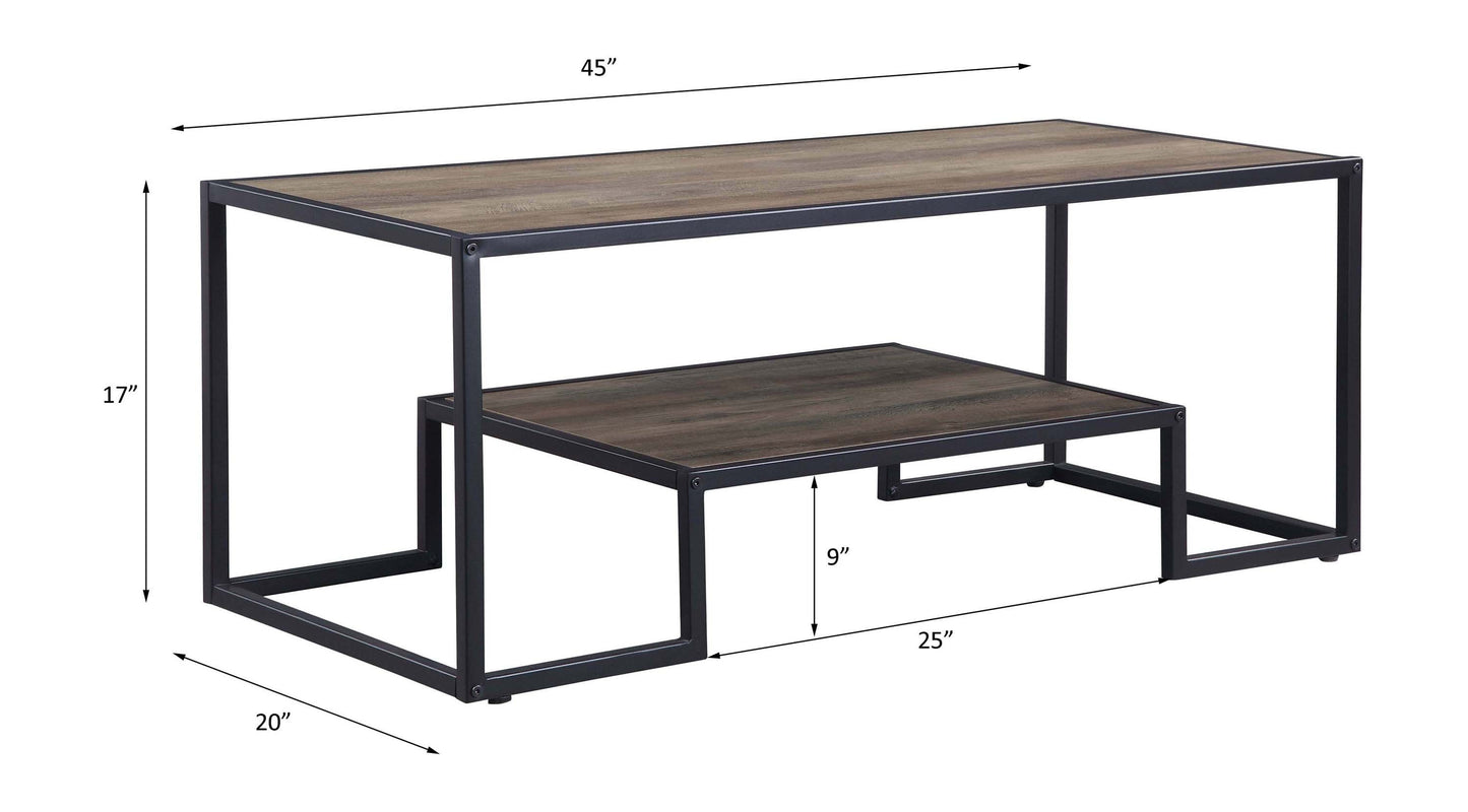 Idella Rustic Oak Coffee Table with Black Finish LV00324