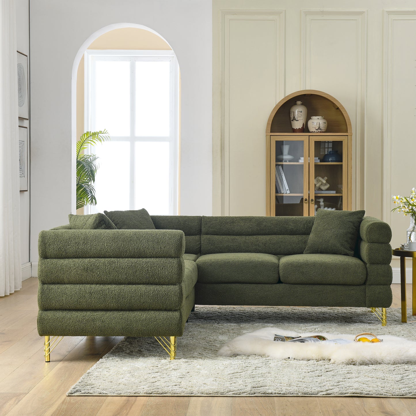 Oversized L-Shaped Sectional Sofa with Streamline Modern Design and Durable Construction