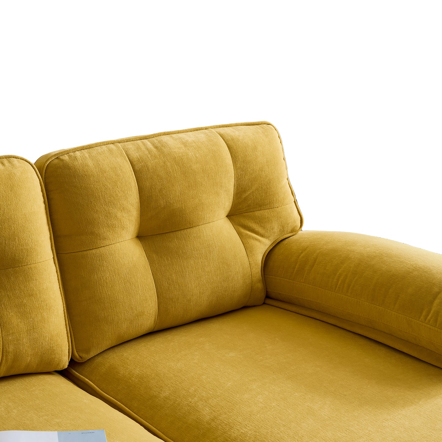 Modern Yellow Velvet L-Shaped Sectional Sofa for Living Room or Bedroom