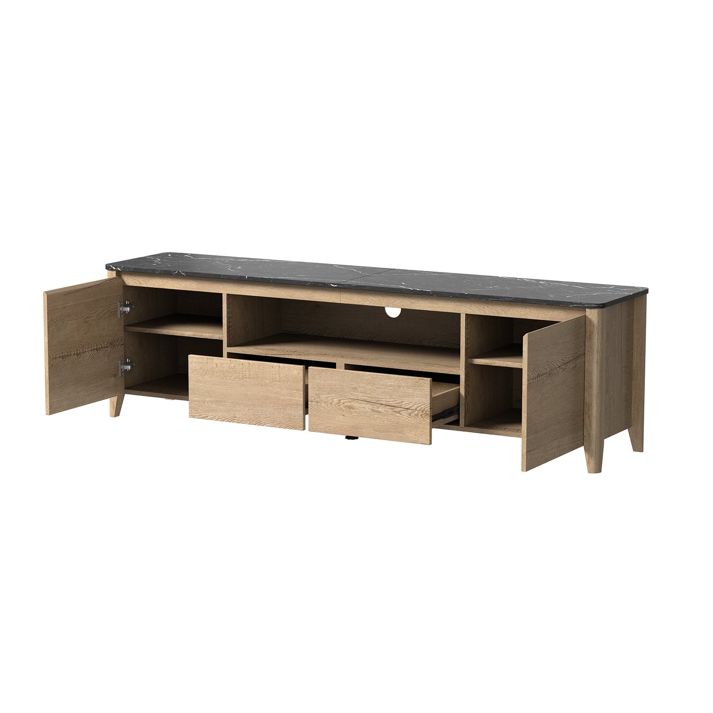 Sleek 70 TV Stand with LED Lights and Storage for 80 TVs