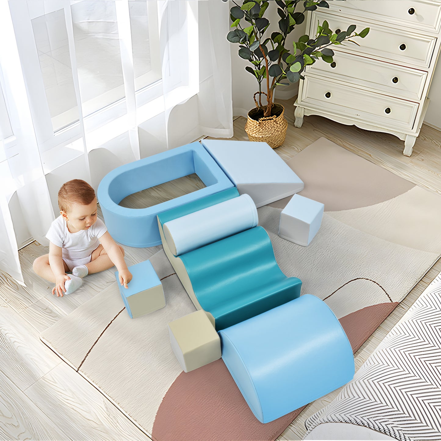 Soft Foam Climbing and Crawling Playset for Infants and Toddlers