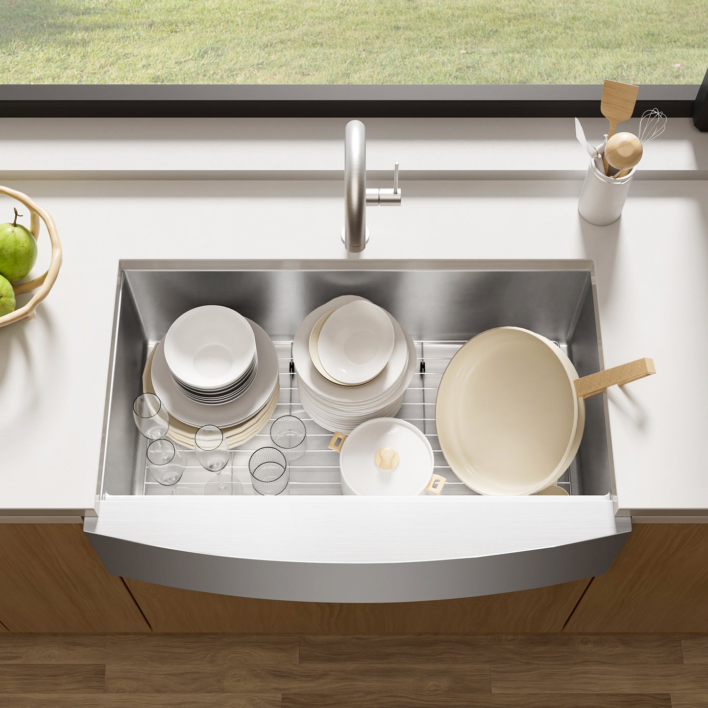 TECASA 30-Inch Stainless Steel Farmhouse Kitchen Sink with Accessories